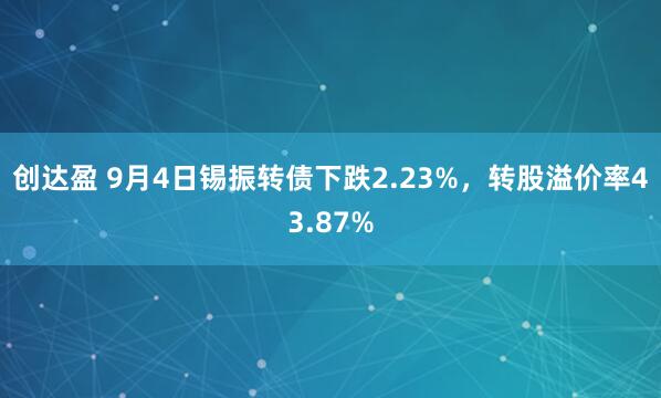 创达盈 9月4日锡振转债下跌2.23%，转股溢价率43.87%